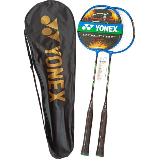 Набор для бадминтона Yonex (2 ракетки синие в чехле + 6 воланов неоновых)