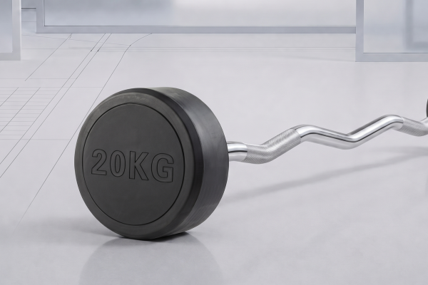 Штанга неразборная обрезиненная 20 кг. Изогнутый гриф. VictoryFit VF-DX5200