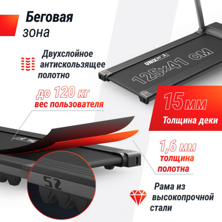 Беговая дорожка UNIX Fit Hi-tech S2 металлик