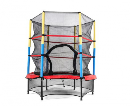 Батут DFC JUMP KIDS 55" красный с желто-синими стойками