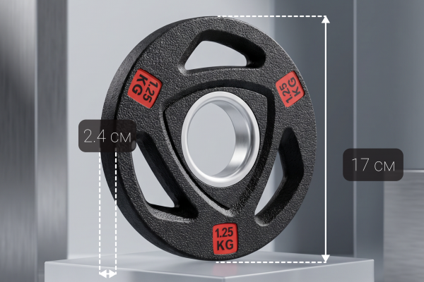Диск 51 мм. NEO обрезиненный с 3-мя хватами  1,25 кг (2 штуки)   VictoryFit VF-ST510125-2
