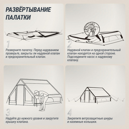 Надувная палатка UNIX Camp Vega 3х2 зеленый (+ навес)