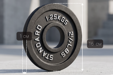 Диск 51 мм. чугунный окрашенный  1,25 кг (2 штуки)   VictoryFit VF-SC510125-2