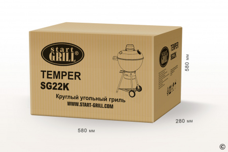 Круглый угольный гриль 22 дюйма (57 см) TEMPER