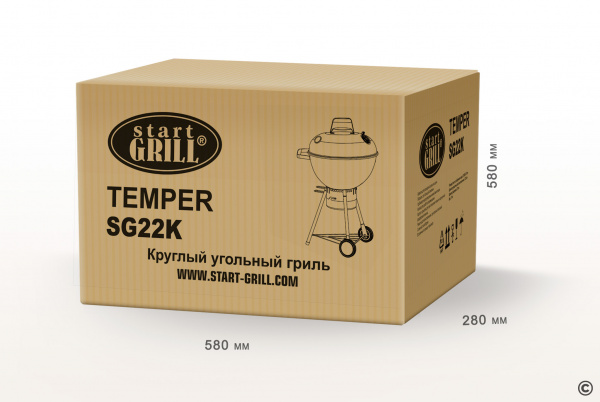 Круглый угольный гриль 22 дюйма (57 см) TEMPER