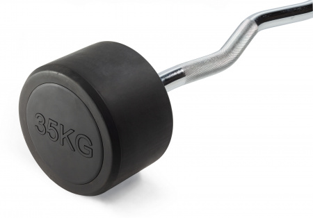 Штанга неразборная обрезиненная 35 кг. Изогнутый гриф. VictoryFit VF-DX5350