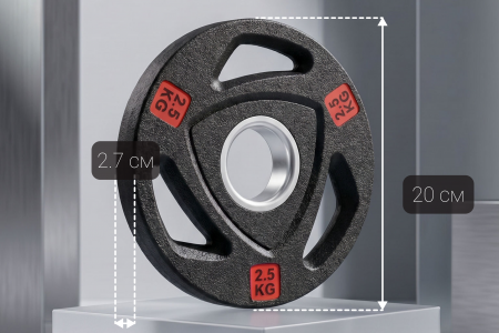 Диск 51 мм. NEO обрезиненный с 3-мя хватами  2,5 кг (2 штуки)   VictoryFit VF-ST51025-2