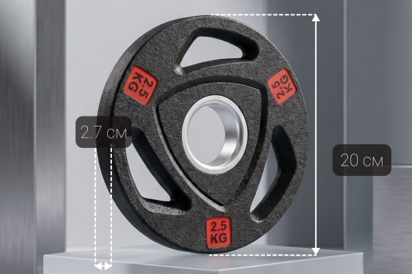 Диск 51 мм. NEO обрезиненный с 3-мя хватами  2,5 кг (2 штуки)   VictoryFit VF-ST51025-2