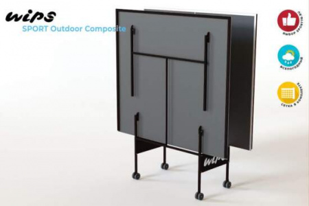 Стол теннисный всепогодный WIPS Roller Outdoor Composite 6 мм графитовый с сеткой