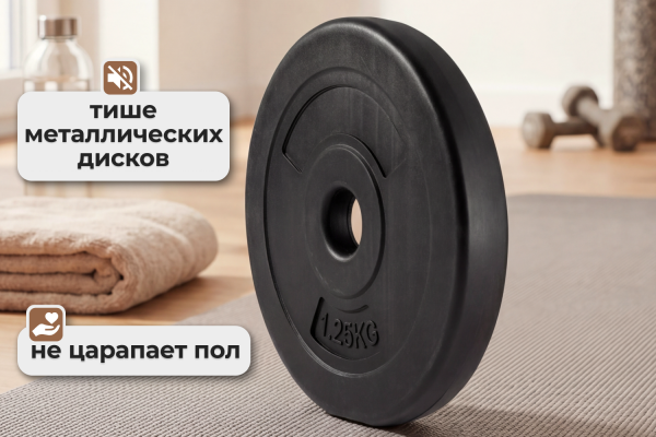 Диск 26 мм. пластиковый  1,25 кг (2 штуки)   VictoryFit VF-SPL260125-2