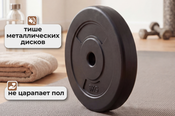 Диск 26 мм. пластиковый  5,0 кг (2 штуки)   VictoryFit VF-SPL26050-2