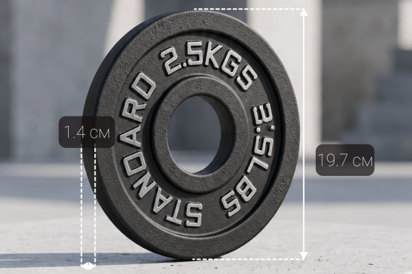 Диск 51 мм. чугунный окрашенный  2,5 кг (2 штуки)   VictoryFit VF-SC510250-2