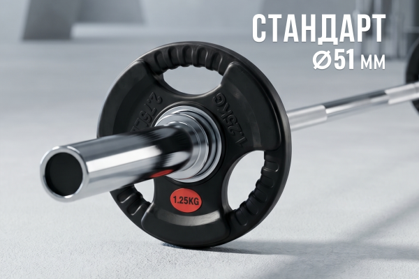 Диск 51 мм.  обрезиненный с 3-мя хватами  1,25 кг (2 штуки)   VictoryFit VF-S510125-2