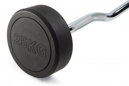 Штанга неразборная обрезиненная 25 кг. Изогнутый гриф. VictoryFit VF-DX5250