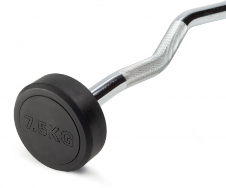 Штанга неразборная обрезиненная 7,5 кг. Изогнутый гриф. VictoryFit VF-DX5075