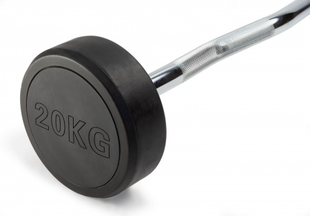 Штанга неразборная обрезиненная 20 кг. Изогнутый гриф. VictoryFit VF-DX5200